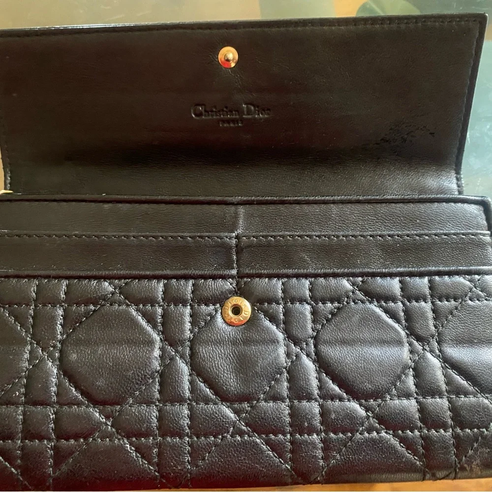 Dior Black Leather Pouch with Gold Zipper